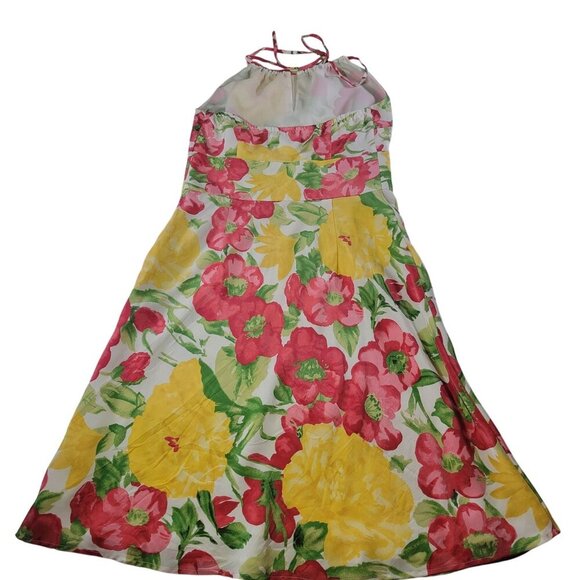 Ann Taylor Loft Yellow & Red Summer Casual Resort Floral Halter Dress Size 4 - Picture 6 of 7